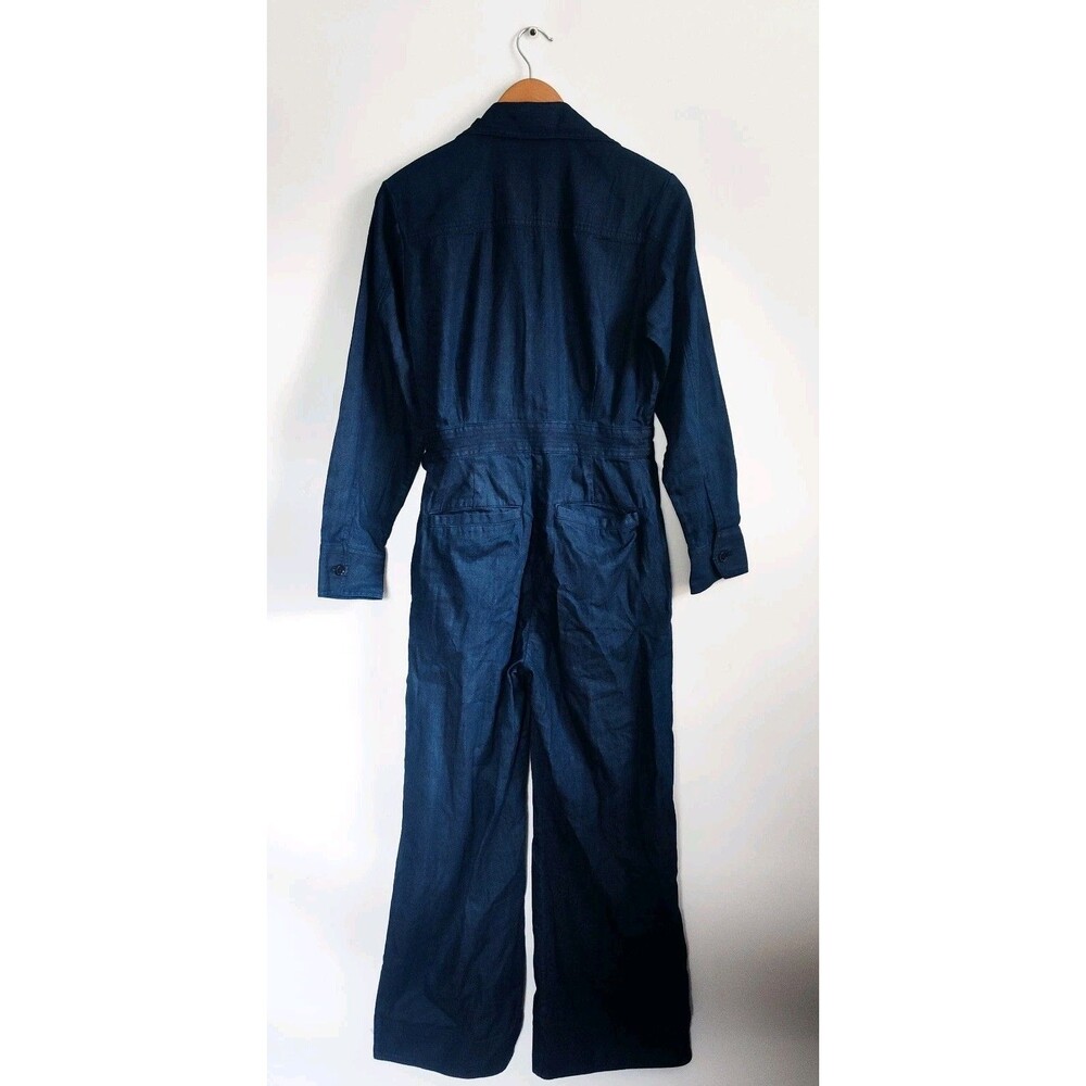 New Banana Republic Jumpsuit Size 6 Denim Wrap Top Dark Blue Long Sleeve NWOT - Picture 9 of 15